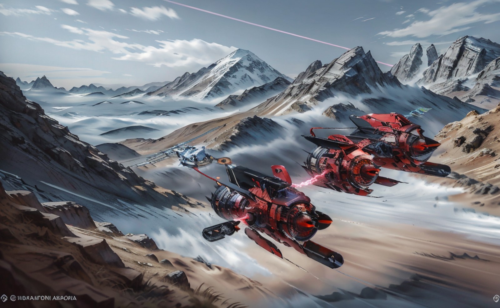 podracing, red vehicle, best quality, highly detailed, mountain background, <lora:podracing_10_1:0.9>